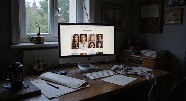 Ein unordentlicher Schreibtisch mit persönlichen Anzeigen und einem Computer. Ein unordentlicher Schreibtisch mit persönlichen Anzeigen und einem Computer