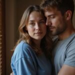 Ein Paar umarmt sich liebevoll in einem Schlafzimmer