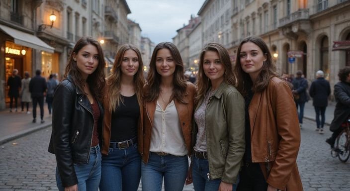 Eine Gruppe transgender Frauen posiert lebhaft auf einer Baseler Straße