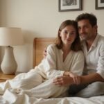 Sexkontakte in Genève für sinnliche Treffen: Finden Sie jetzt Sexkontakt Genève! Ein Paar sitzt entspannt am Bett in einem gemütlichen Schlafzimmer