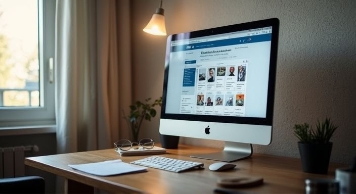 Ein einfach eingerichteter Raum mit Computer und persönlichen Anzeigen. Ein einfach eingerichteter Raum mit Computer und persönlichen Anzeigen