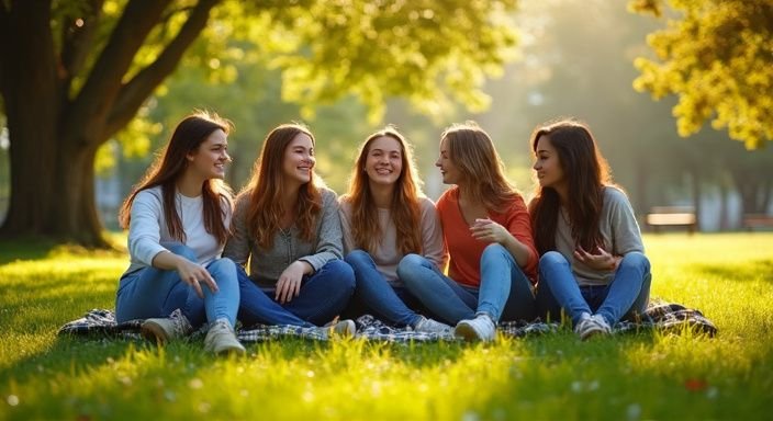 Fünf junge Erwachsene genießen einen entspannten Nachmittag im Park. Fünf junge Erwachsene genießen einen entspannten Nachmittag im Park und suceh Sexkontakte in Oberösterreich.