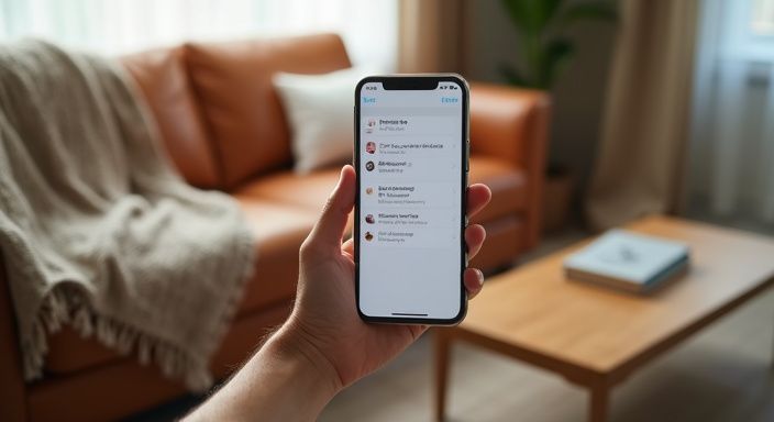 Ein Smartphone mit erotischen Kontakten in einem gemütlichen Wohnzimmer. Ein Smartphone mit erotischen Kontakten für sexkontakt in Aargau in einem gemütlichen Wohnzimmer.
