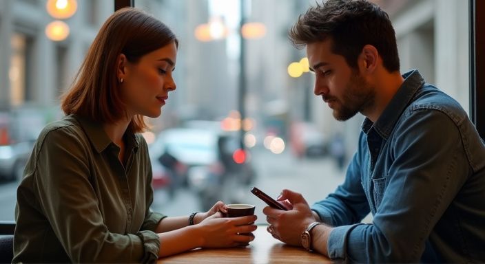 Ein Paar sitzt entspannt in einem Café und unterhält sich. Ein Paar sitzt entspannt in einem Café und suche sexkontakt in Aargau.