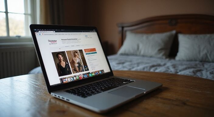 Ein Laptop zeigt Profile einer BDSM und Fetisch Plattform für sexkontakt in Luzern