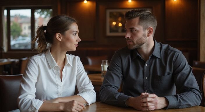 Eine junge Frau und ein Mann führen ein angeregtes Gespräch. Eine junge Frau und ein Mann führen ein angeregtes Gespräch über sexkontakt in Innsbruck.