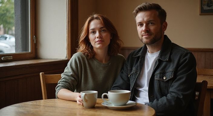 Ein Paar sitzt entspannt in einem gemütlichen Café in Innsbruck. Ein Paar sitzt entspannt in einem gemütlichen Café in Innsbruck.