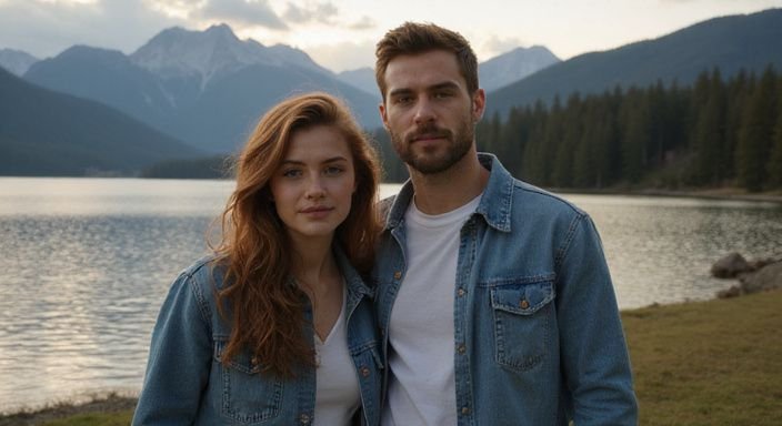 Ein junges Paar steht am Ufer des Wörthersees in Kärnten.