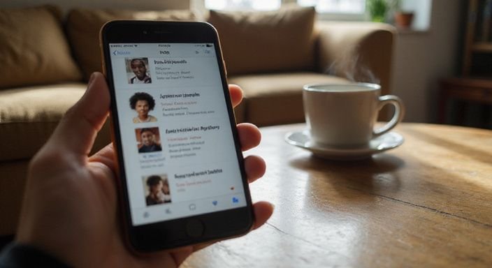 Ein Smartphone zeigt mehrere Online-Dating-Profile für sexkontakt in Linz.