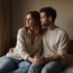 Sexkontakt Linz: Heiße Treffen und diskrete Abenteuer ganz in deiner Nähe Ein junges Paar sitzt verträumt und nah beieinander auf dem Bett