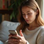 Sexkontakt Solothurn: Heisse Dates und echte Treffen in deiner Nähe Eine Frau sitzt entspannt auf einem Sofa und blickt auf ihr Smartphone