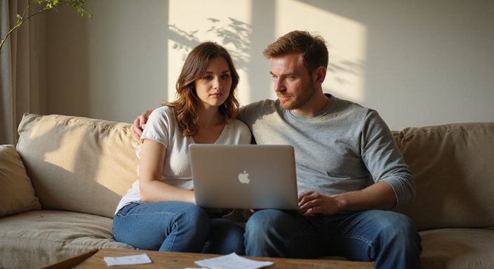 Ein Paar entspannt auf einem Sofa und arbeitet am Laptop. Ein Paar entspannt auf einem Sofa und arbeitet am Laptop und wolen sexkontakt in Brandenburg.