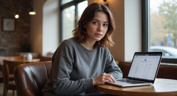 Eine Frau sitzt in einem Café und wollen sexkontakt in Sachsen.