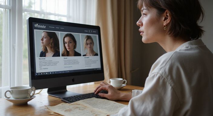 Eine Person arbeitet konzentriert an einem Computer in einem ruhigen Raum.