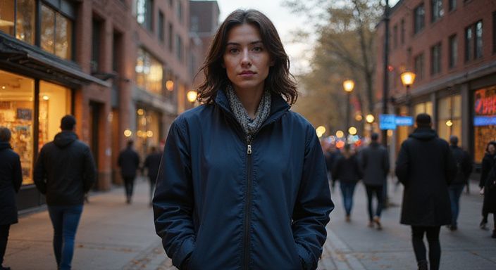 Eine selbstbewusste Transgender-Frau geht entspannt durch die Stadt.