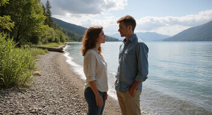 Ein Paar trifft sich an einem ruhigen Kiesstrand am See. Ein Paar trifft sich an einem ruhigen Kiesstrand am See und wollen sexkontakt in Tessin.