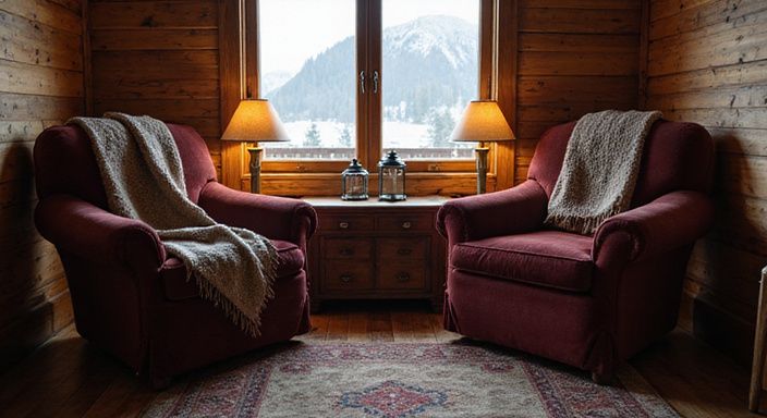 Traditionelles Schweizer Chalet mit rustikaler Einrichtung und warmer Atmosphäre.