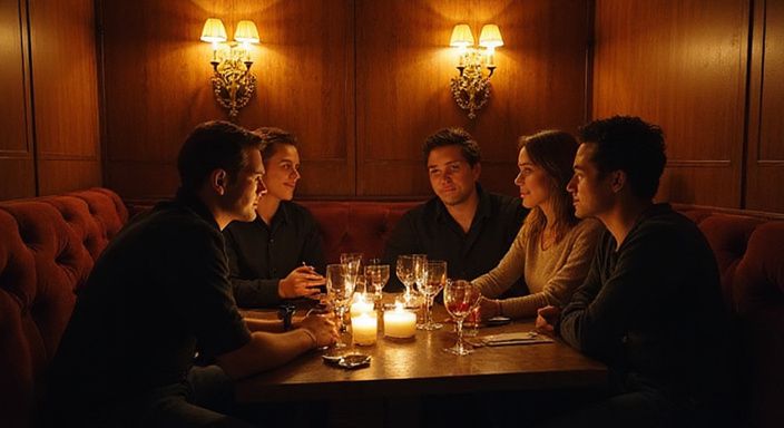 Intime Lounge mit entspannten Gästen und aufmerksamen Mitarbeitern in Wallis.