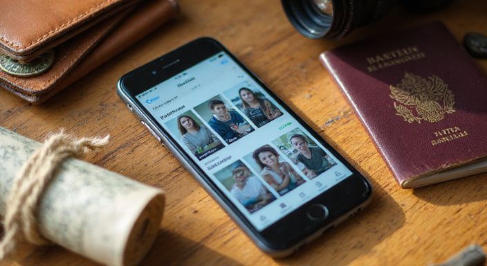 Ein Smartphone liegt auf einem Eichenholzschreibtisch neben persönlichen Gegenständen.
