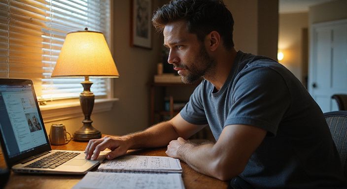 Eine konzentrierte Person bearbeitet eine Dating-App für sexkontakt in Mecklenburg-Vorpommern am Schreibtisch.