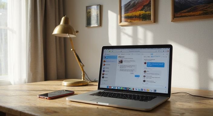 Ein MacBook Pro und iPhone 14 auf einem verwitterten Eichenschreibtisch. Ein MacBook Pro und iPhone 14 auf einem verwitterten Eichenschreibtisch.