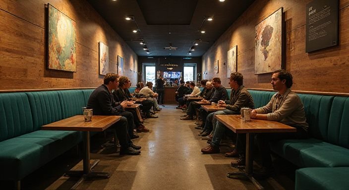 Einladende Lounge mit authentischen Gesprächen und stilvollen Möbeln. Einladende Lounge mit authentischen Gesprächen und stilvollen Möbeln.