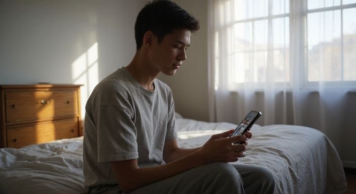 Eine nachdenkliche Person betrachtet Dating-Profile auf ihrem Smartphone. Eine nachdenkliche Person betrachtet Dating-Profile für sextreffen in Tessin auf ihrem Smartphone.