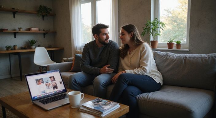 Zwei Personen engagieren sich in einem Gespräch über sextreffen in Winterthur auf einem Sofa.