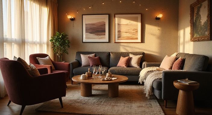 Ein modernes Lounge-Interieur mit stilvollen Möbeln und Wellness-Elementen. Ein modernes Lounge-Interieur mit stilvollen Möbeln und Wellness-Elementen.