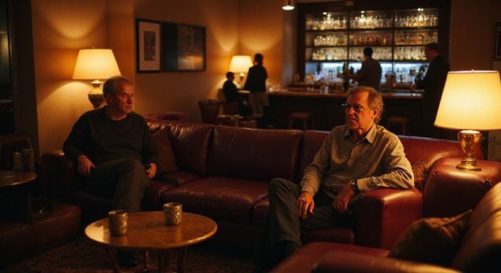 Eine elegante Lounge mit geselligem Zusammensein von Erwachsenen. Eine elegante Lounge mit geselligem Zusammensein von Erwachsenen.
